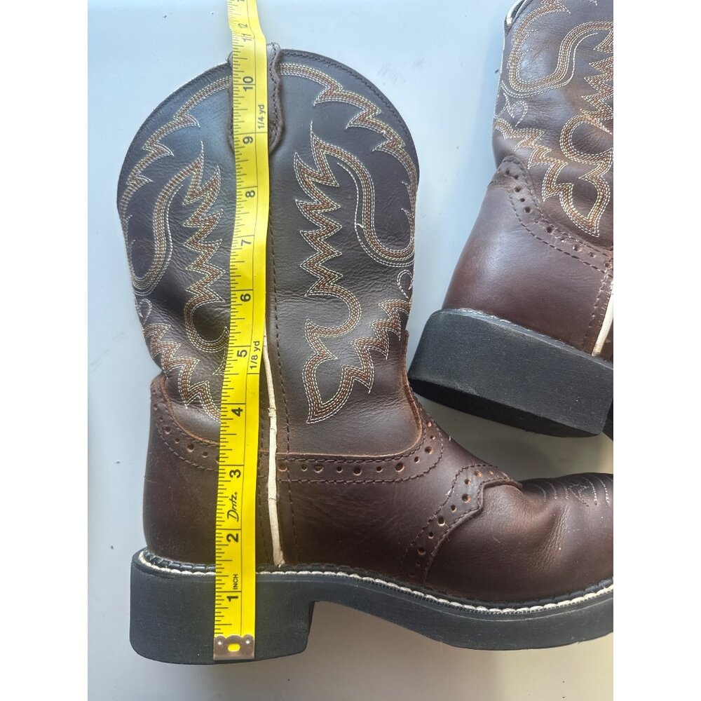 Justin Western Boots Womens 6.5B Brown Cowhide Leather Inji Aged Bark Western - Picture 9 of 15